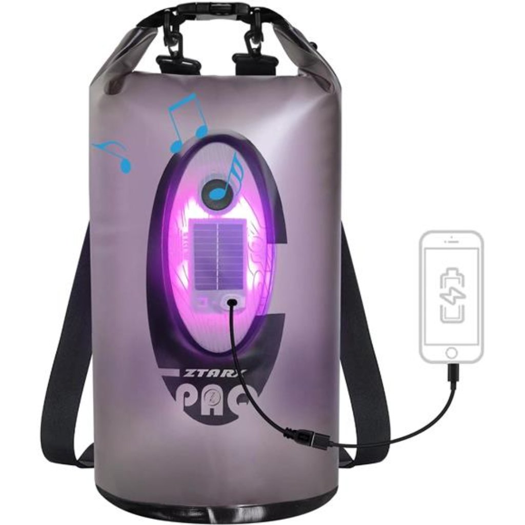 Dry Bag Waterproof With Solar Bluetooth Speaker & Light - 20l Roll Top Dry Sack